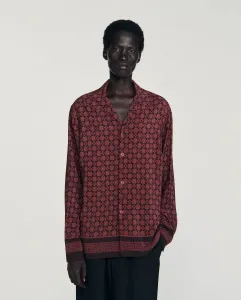 Мужская свободная рубашка с принтом Sandro, коричневый