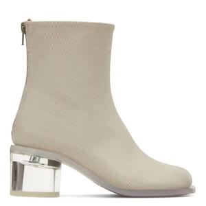MM6 Анатомические ботинки на прозрачном каблуке, бежевый