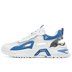 WARRIOR Амортизирующие износостойкие низкие кеды мужские бело-голубые, цвет White Blue