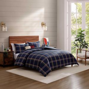 Tommy Hilfiger Комплект постельного белья King (203x229 см), 3 предмета, 100% хлопок, синяя клетка "Маячок"