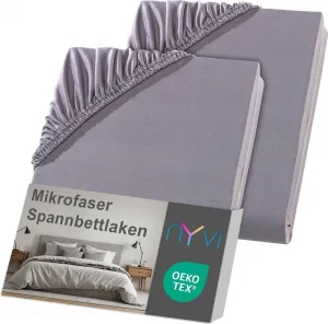 Простыня на резинке DreamScience Microfiber 180, размер 200 x 220 см, серая, 2 шт. в упаковке для кроватей с пружинным блоком, высота до 32 см, мягкая и эластичная, эластичная по всей поверхности, не требует глажки. NYVI
