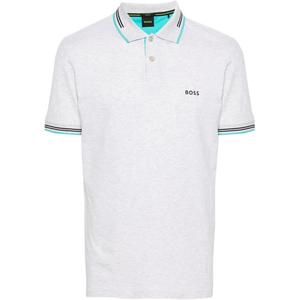 Поло с коротким рукавом и вышитым логотипом HUGO BOSS, серый