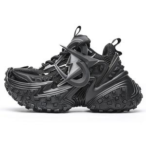 Нескользящие, износостойкие, ударопрочные низкие кроссовки на массивной подошве унисекс MVA, Black