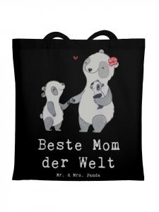 Сумка-шоппер Панда: Лучшая мама в мире с надписью в черном цвете Mr. & Mrs. Panda