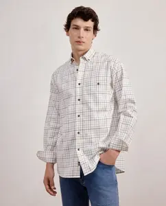 Рубашка с длинным рукавом из вельвета в клетку Harrys, классического кроя Dustin, синий