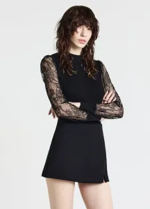 Футболка с длинными рукавами и кружевными рукавами Calliope, Ultrablack