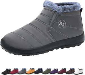 Зимние ботинки для женщин, утепленные утеплителем с меховой подкладкой, водонепроницаемые, теплые ботильоны, зимние обувные ботинки для улицы Generic, Grey