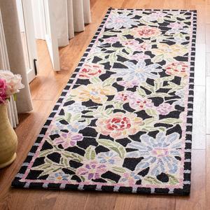 Ковер-дорожка SAFAVIEH, 77 x 244 см, Chelsea Collection, Black, ручного вязания, французский кантри, шерсть, идеально для помещений с высокой проходимостью: гостиная, спальня (HK214B)