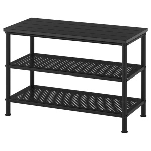 Скамья с полкой для обуви, черная, 79x35x52 см, PINNIG IKEA