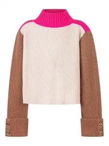 Свитер в стиле колор-блок с манжетами Twinset Kids, бежевый