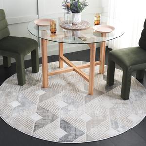 Ковер SAFAVIEH, 191 x 191 см, Saylor 100 Collection Round, Grey & Dark Grey, переходный дизайн, устойчивый к пятнам, идеально для помещений с высокой проходимостью: гостиная, спальня и столовая (SAY101F-6R)