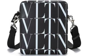 Кожаная сумка-кроссбод через плечо мужская черно-белая Valentino