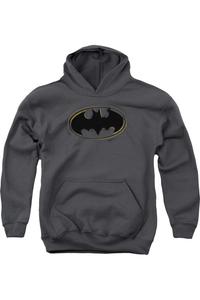 Батмен спрей-краска логотип молодежная толстовка с капюшоном Gildan, Charcoal