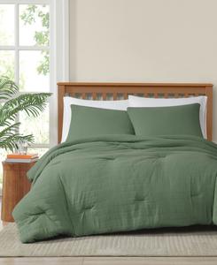 Комплект постельного белья из 2 предметов с эффектом жатой ткани, однотонный, размер Twin/Twin XL Truly Soft, Green