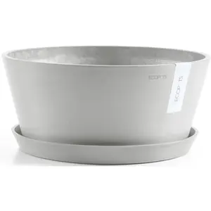 Цветочный горшок ECOPOTS «Франкфурт 30 белый серый», для внутреннего и наружного применения: морозоустойчивый, ударопрочный и светостойкий