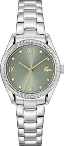 Lacoste Parisienne женские часы 3H Quartz, браслет из нержавеющей стали - современный, классический хронометр - подарок для нее, Silver-Green