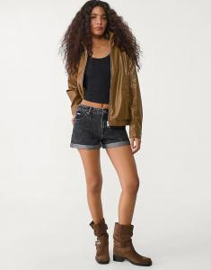 Шорты Stradivarius D83 mom в черном цвете