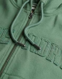 Укороченная толстовка с капюшоном на молнии Superdry Athletic Essentials в тон, цвет хаки лавровый