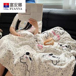 Fuanna Плед двусторонний 200х230 см, молочный вельвет, мягкий