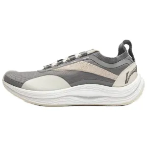 Li-Ning Cushioning Slip Resistant Low top Running Shoes Unisex Gray Beige