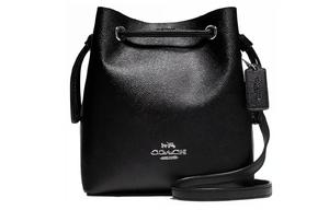 Сумка-ведро Лена из кожи через плечо, женская черная COACH