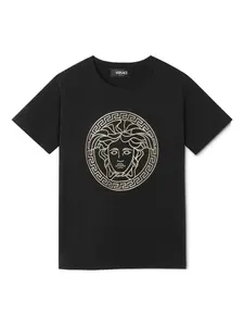 Футболка с принтом Medusa Versace Kids, черный
