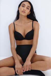 Бюстгальтер пуш-ап без косточек из микрофибры H&M, черный