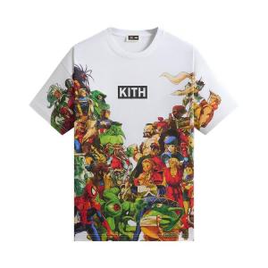 Футболка Kith x Marvel vs. Capcom New Age Of Heroes с принтом по всей поверхности, белый