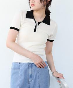 Вязаный пуловер с воротником-поло, подобранный по цвету.