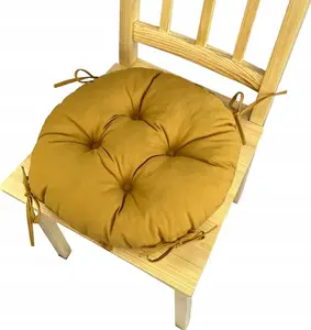 Подушка на стул, круглая подушка на стул, подушка на сиденье, горчичного цвета, 35x8 см, подушка для стульев в помещении и садовой мебели, садовая подушка