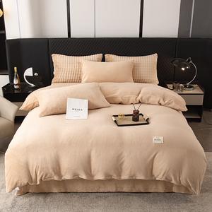 LUOLAI HOME Постельное белье, 4 предмета, 180x220 см, пододеяльник 180x220 см, простыня, наволочки, каки, с подогревом