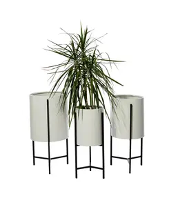 Металлическое современное кашпо, набор из 3 шт. Rosemary Lane, white