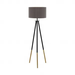 Торшер BIDFORD E27 1 шт. Напольная лампа, лампа для гостиной, ножной выключатель, сертифицировано FSC, E27 Eglo, Cappuccino/goldfarben