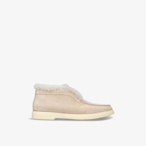 Замшевые ботильоны с тисненым логотипом Fortune Santoni, бежевый