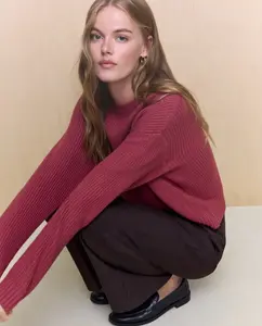 Женский свитер из однотонного трикотажа Easy Wear, темно-розовый