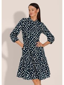 MADELEINE Хлопковое платье с оригинальным принтом в сине-белых тонах