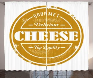 Штора ABAKUHAUS "Сыр в деревенском стиле", с гранж-принтом на тему еды, универсальные ленточные шторы для гостиной с петлями и крючками, 280 x 225 см, темно-желто-белый Abakuhaus