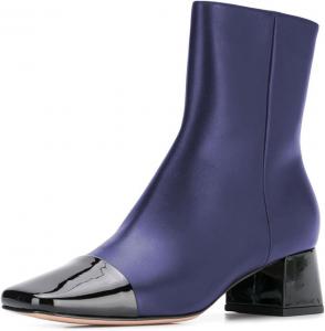 Женские закрытые ботильоны Miss Left с квадратным носком, двухцветные, с массивным низким каблуком, боковой молнией, короткие, повседневные, для работы в офисе, зимние, размер 4-16 US, Blue