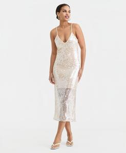 Женское облегающее платье миди с пайетками Bar III, Nude