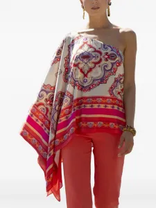 Топ на одно плечо с узором Hanita, бежевый