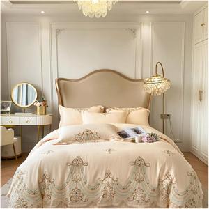 YUSIWOAL Комплект постельного белья свадебный европейский с вышивкой хлопок White