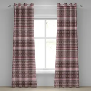 Штора на люверсах ABAKUHAUS Zambia, в традиционном африканском стиле, в земляных тонах, с рисунком солнце, представляющее бохо, декоративная, двухпанельная, 280 см x 175 см, цвет сушеная роза