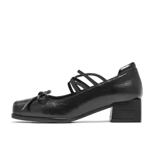 Туфли Мэри Джейн на массивном каблуке для женщин AFJI, Black