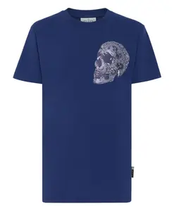 Футболка с круглым вырезом, узором пейсли и черепом. Philipp Plein, синий