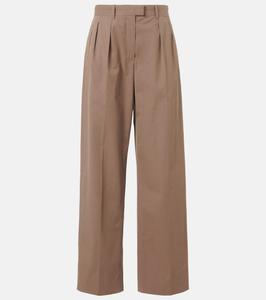 Альфидис хлопковые брюки с широкими штанинами The Row, серо-коричневый