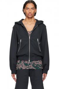 Dries Van Noten Черная свободная толстовка на молнии