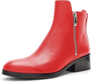 Женские туфли YDN Office с комфортной молнией, низким устойчивым каблуком, круглым носком, стильные, на каждый день, размеры 4-15 M US, Red