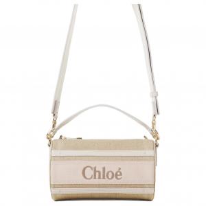 Chloe Woody Льняная Сумка Через Плечо С Кожаной Вставкой Женская Дикий Серый Chloé