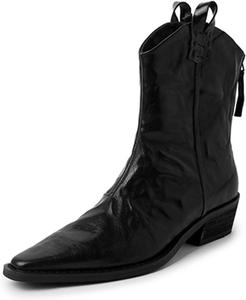 Женские мягкие ботильоны из искусственной кожи с заостренным носком, винтажные, с задней молнией, низким массивным каблуком, вестерн-стиле, модные короткие ботинки Lossarye, Black