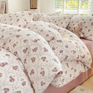 Fuanna Комплект постельного белья из 4 предметов (простыня 180 см, пододеяльник 180х220 см), 100% хлопок, цвет Huazhilian, не линяет и не скатывается